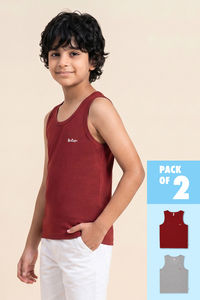 Lee Cooper Boys Solid Vest (Pack of 2) - Multicolor — thumbnail 1